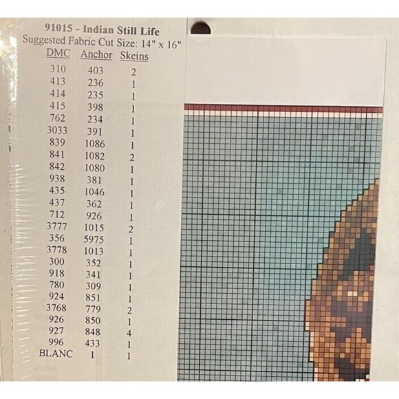 Cross Stitch Candamar Designs Indian Still Life Perfect Color Chart Full Size - Picture 5 of 6